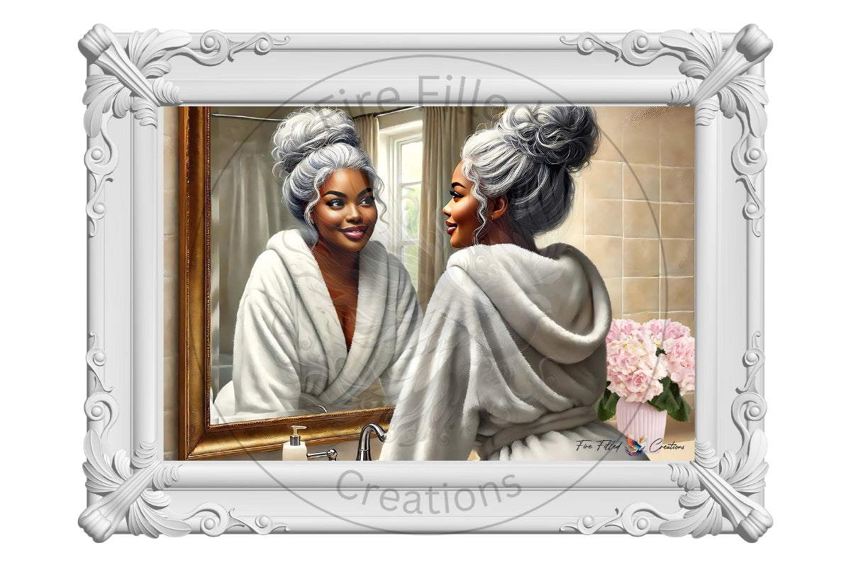 Bathroom Wall Print (Dark Skin) - Unframed
