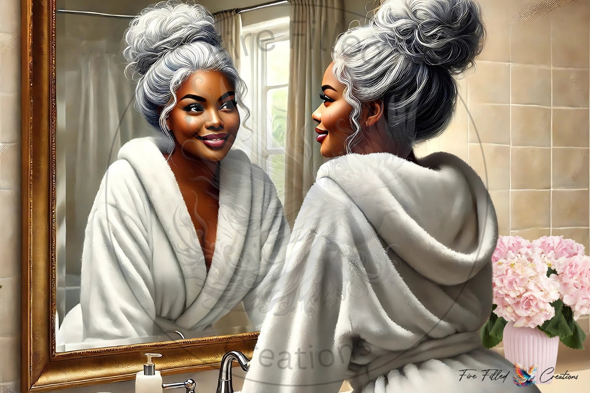 Bathroom Wall Print (Dark Skin) - Unframed