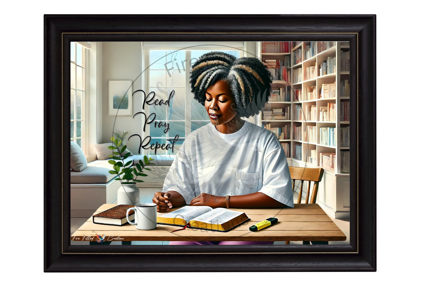 Read, Pray, Repeat Wall Print (Dark Skin) - Unframed