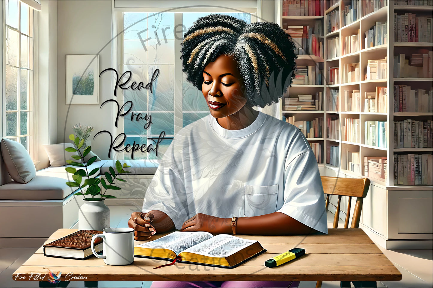 Read, Pray, Repeat Wall Print (Dark Skin) - Unframed