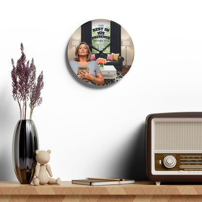 Matthew 11:28 Acrylic Wall Clock - Fair Skin
