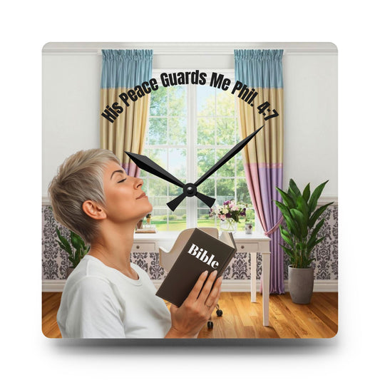 Philippians 4:7 Acrylic Wall Clock - Fair Skin