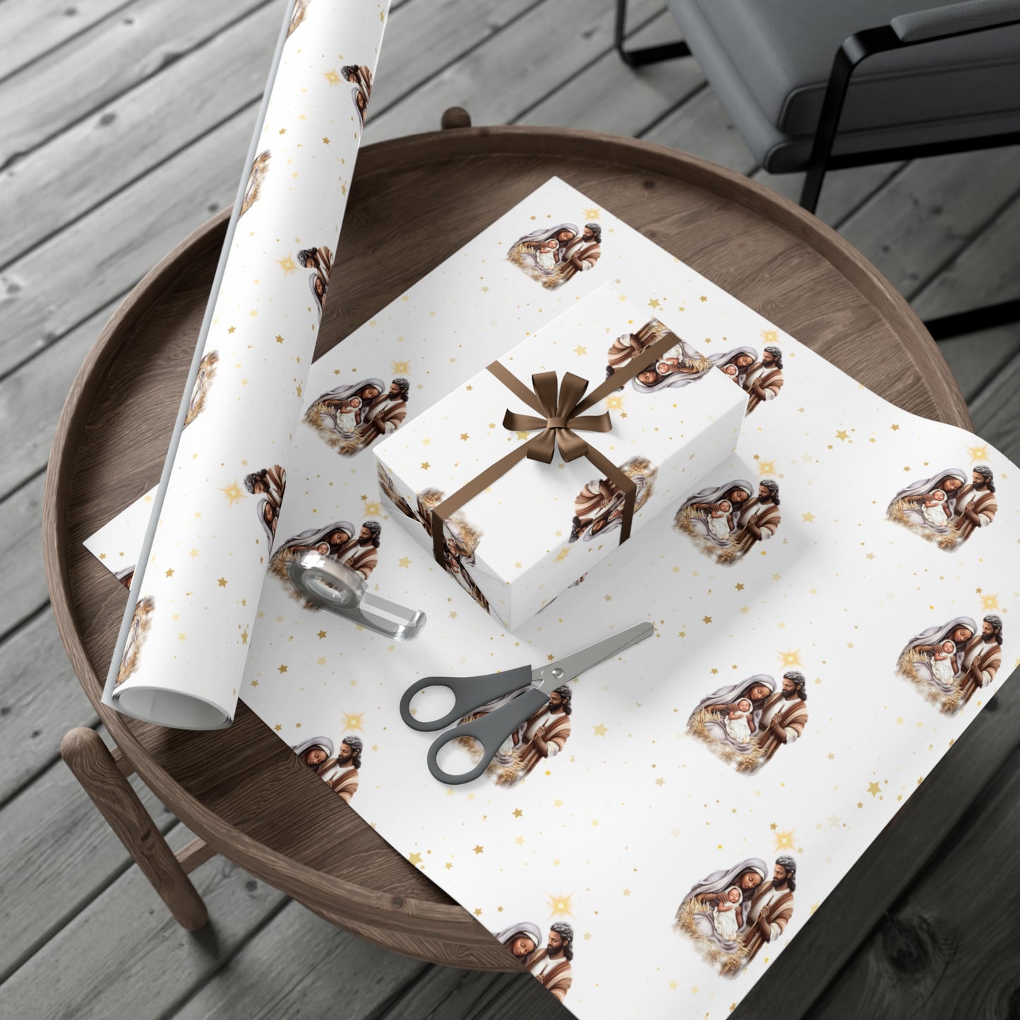 Nativity Gift Wrapping Paper - Dark Skin