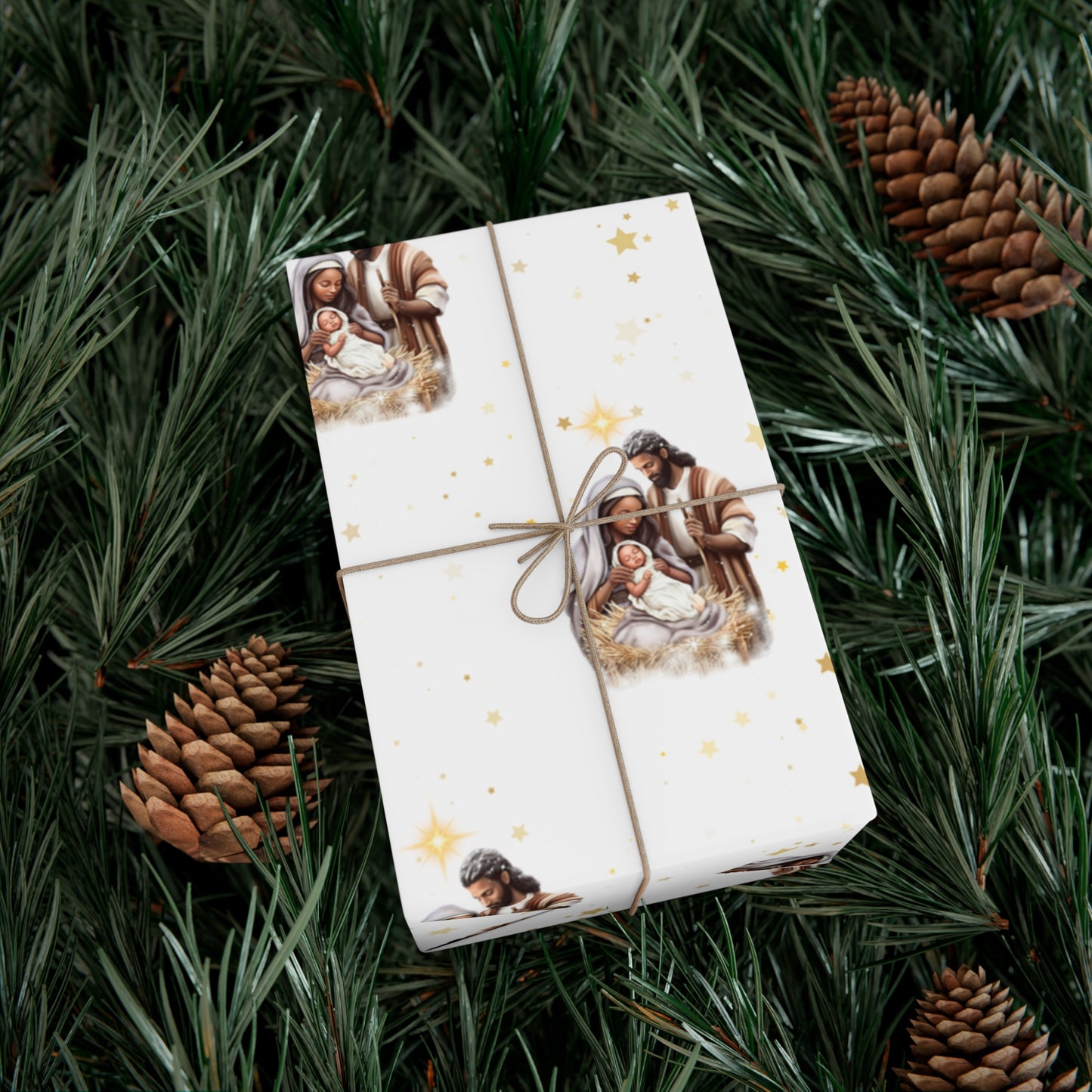 Nativity Gift Wrapping Paper - Dark Skin