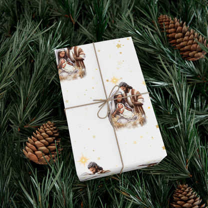 Nativity Gift Wrapping Paper - Dark Skin