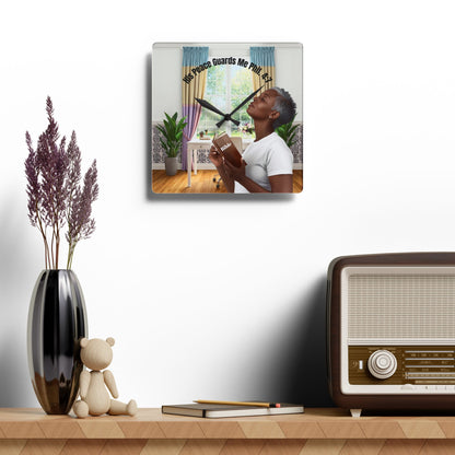 Philippians 4:7 Acrylic Wall Clock - Dark Skin