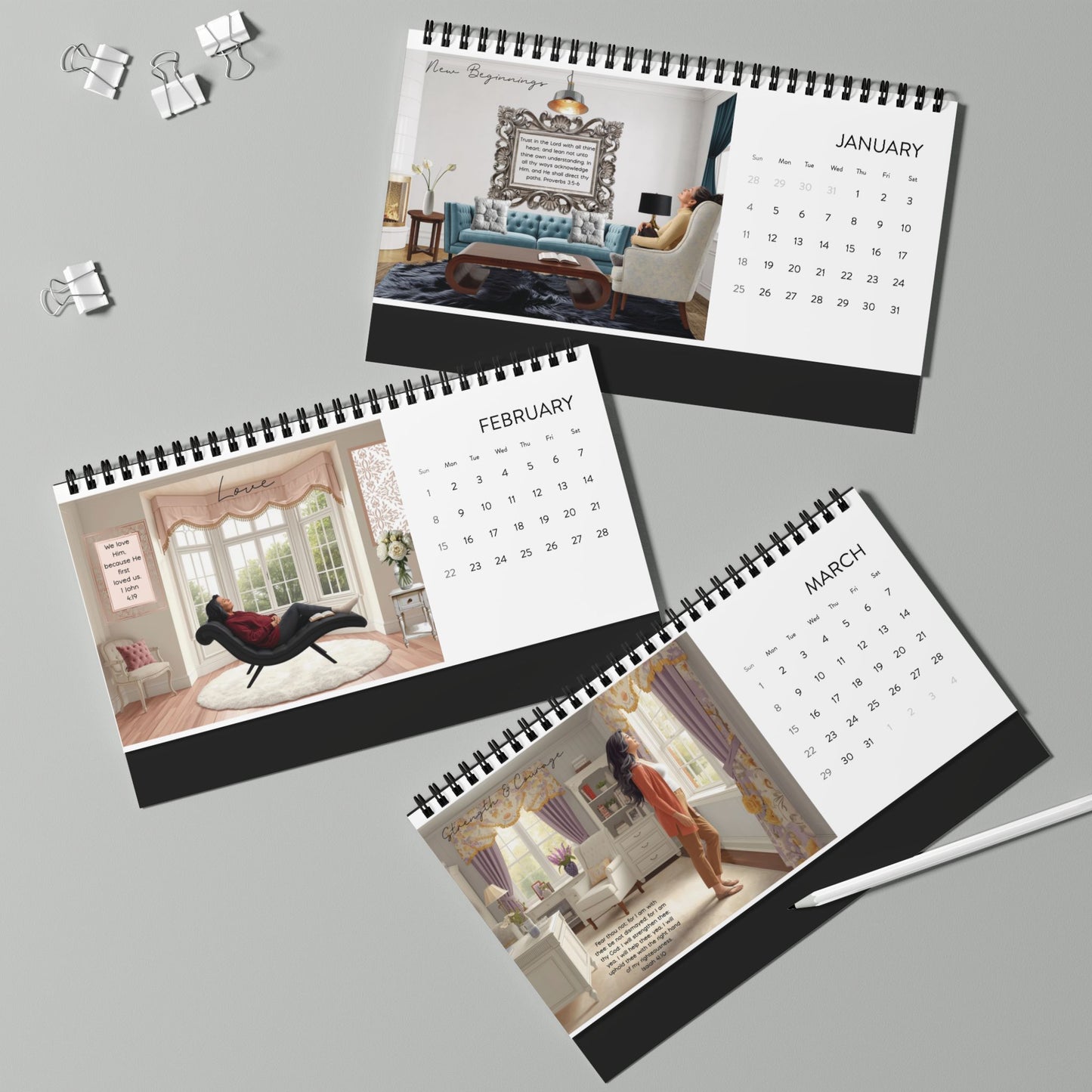 2025 Desktop Calendar - Fair Skin