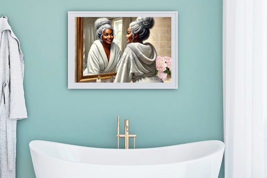 Bathroom Wall Print (Dark Skin) - Unframed