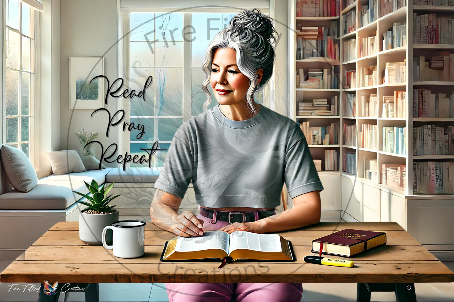 Read, Pray, Repeat Wall Print (Fair Skin) - Unframed