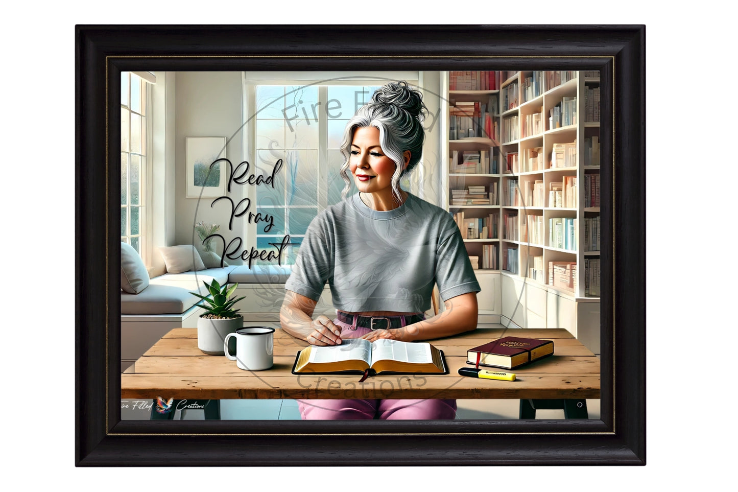 Read, Pray, Repeat Wall Print (Fair Skin) - Unframed