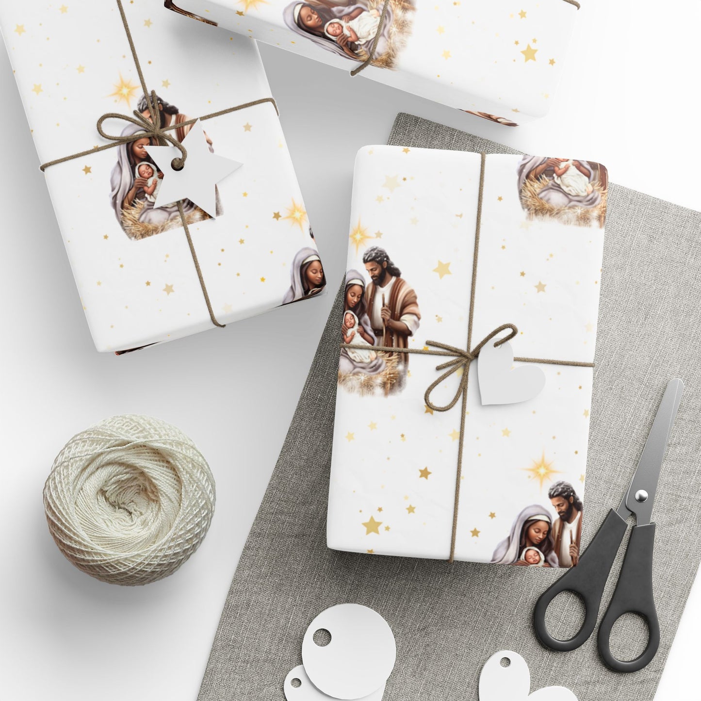 Nativity Gift Wrapping Paper - Dark Skin