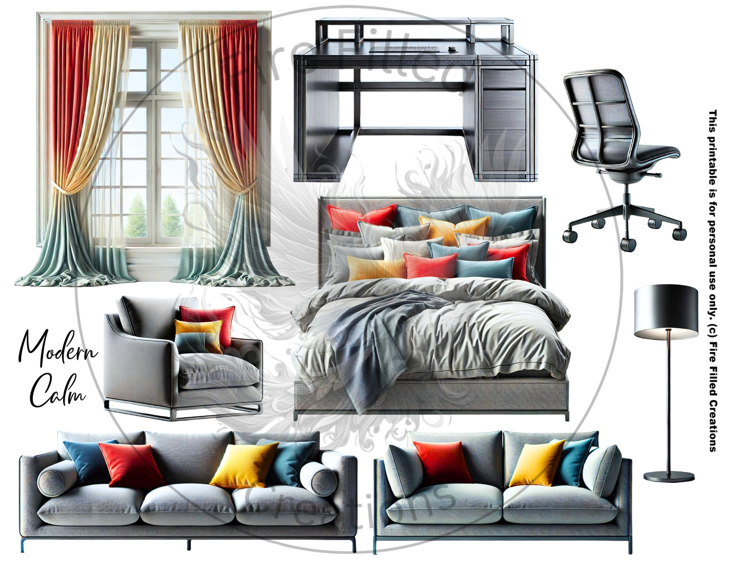 Furniture Sticker Sheets (Printable & Digital)
