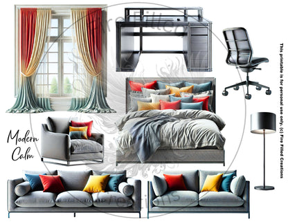 Furniture Sticker Sheets (Printable & Digital)