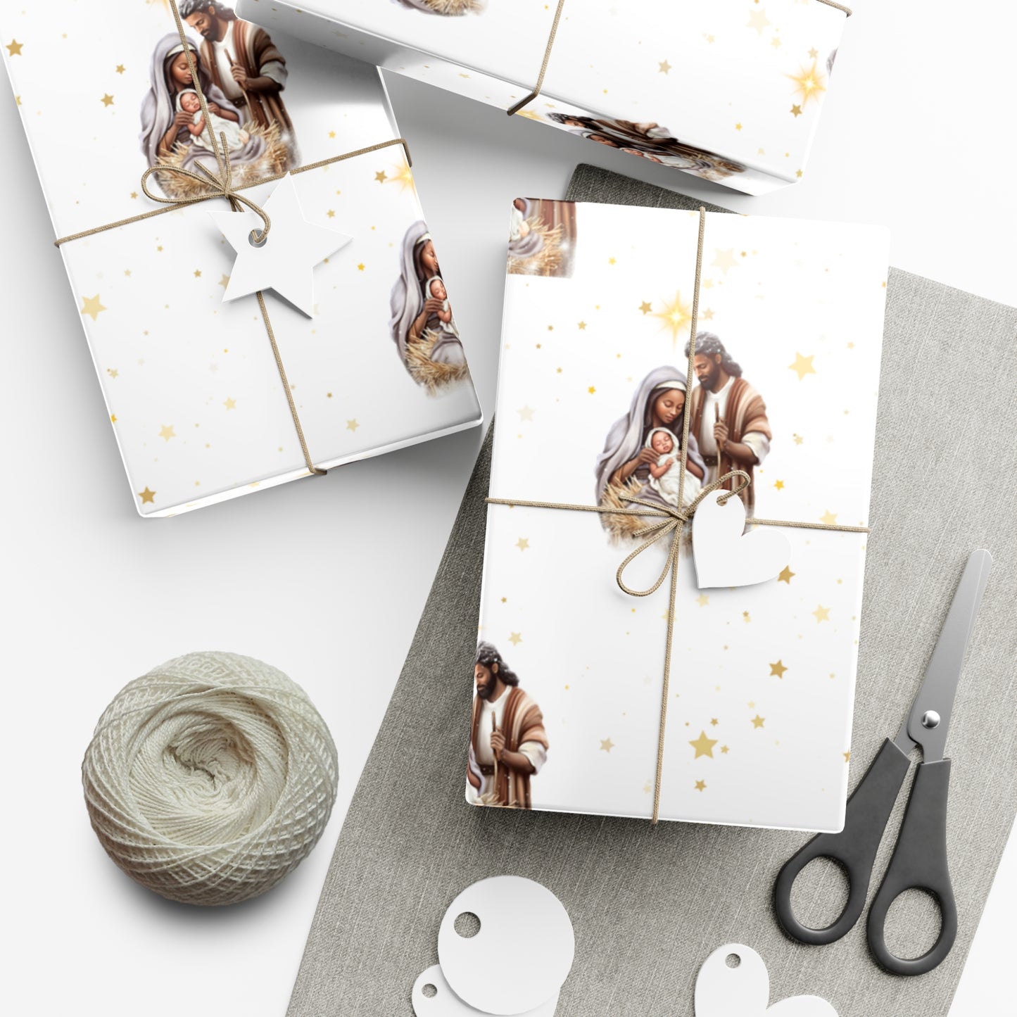 Nativity Gift Wrapping Paper - Dark Skin