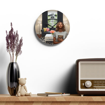 Matthew 11:28 Acrylic Wall Clock - Dark Skin
