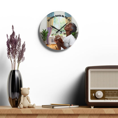 Philippians 4:7 Acrylic Wall Clock - Dark Skin