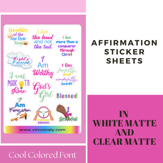 Affirmations - Sticker Sheets and Die Cuts